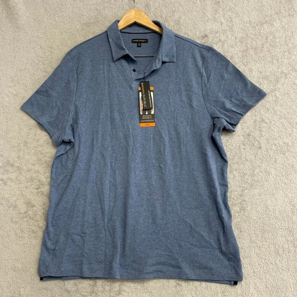 Banana Republic Men's XXL Luxe Touch Performance Polo Shirt Blue n1037